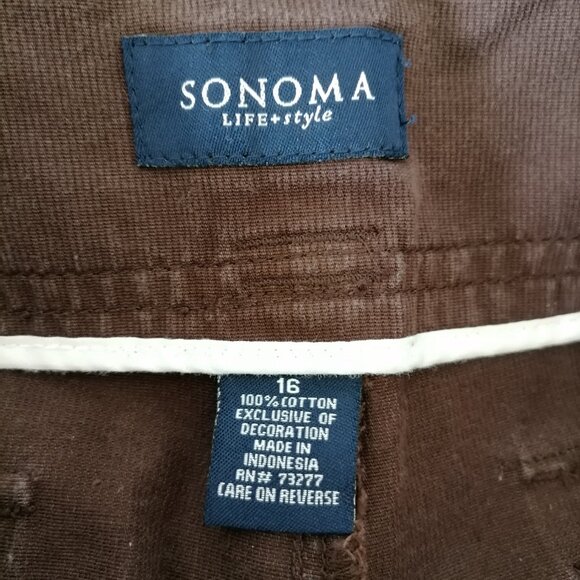 Sonoma Life + Style Womens Brown High Rise Corduroy Straight Capri Pants Size 16 - Picture 5 of 6